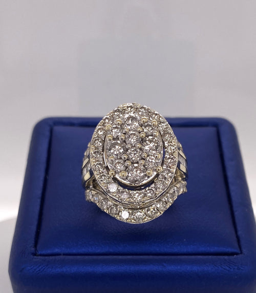 10K Yellow Gold 2.50 CT Diamond Cluster Ladies Ring