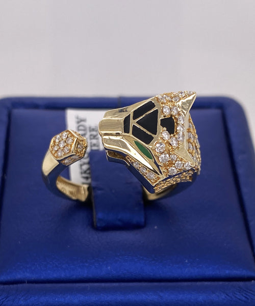 14K Yellow Gold 1.00 CT Diamond Panther Ladies Ring