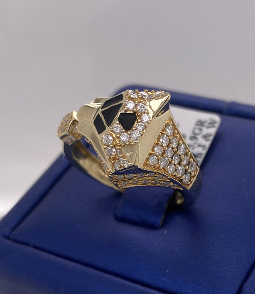14K Yellow Gold 1.00 CT Diamond Panther Ladies Ring