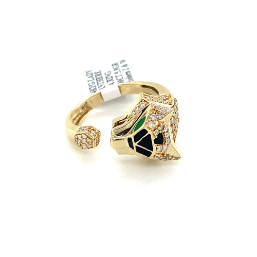 14K Yellow Gold 1.00 CT Diamond Panther Ladies Ring