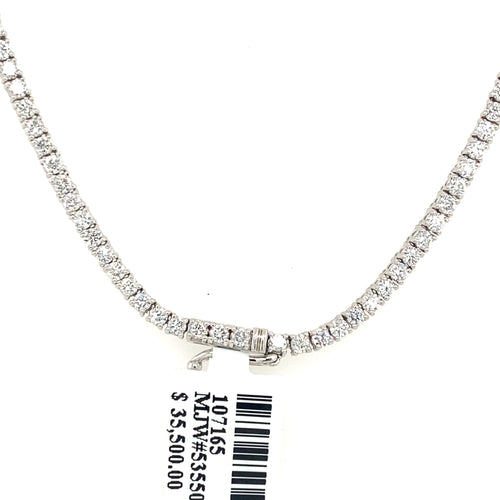 14K White Gold 8.00 CT Diamond Tennis Necklace