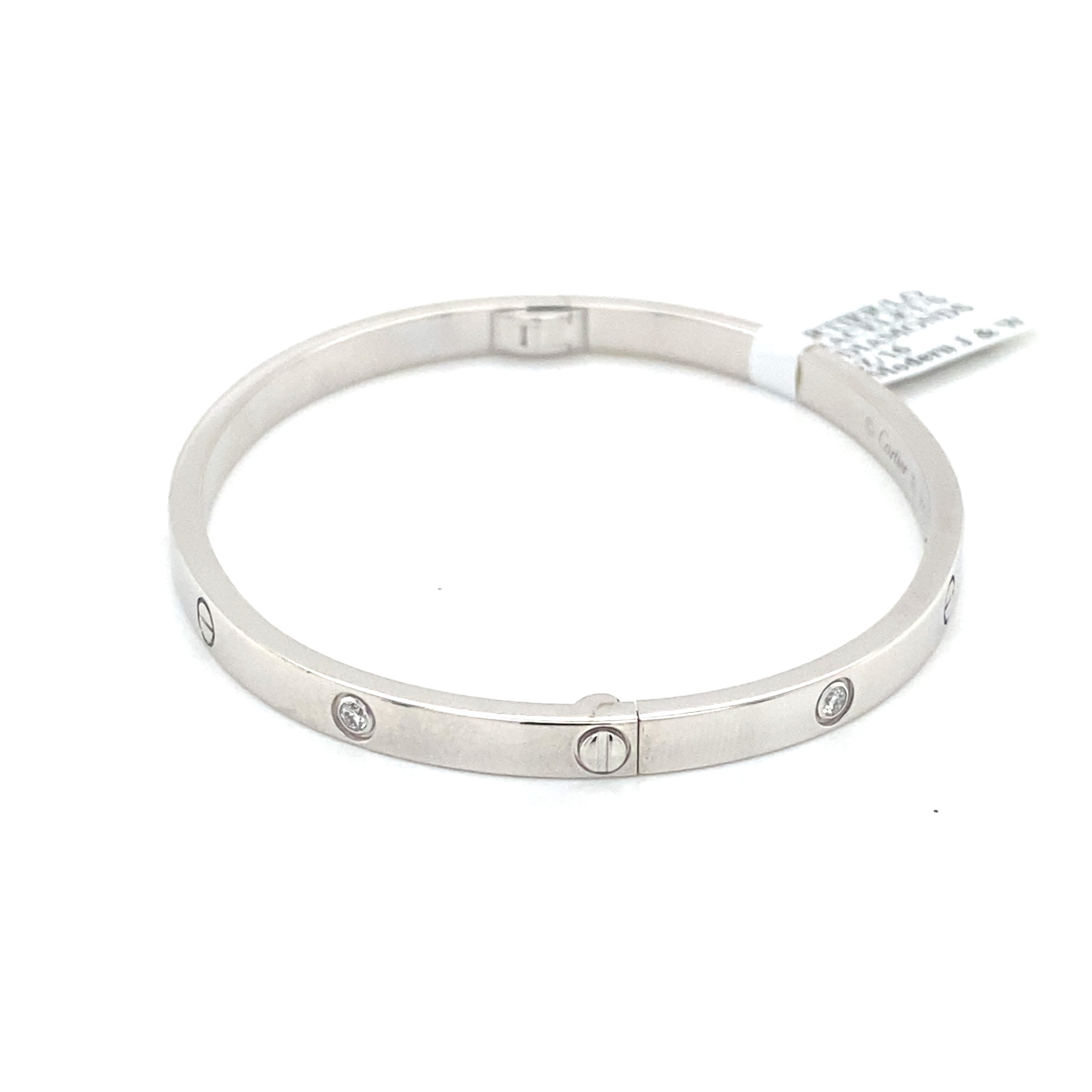 Authentic Cartier 18k White Gold Love Bracelet Small Model, 6