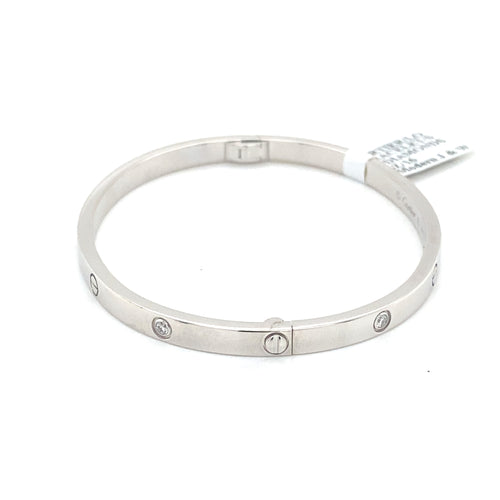 Authentic Cartier 18k White Gold Love Bracelet Small Model, 6 Diamonds, B6047717