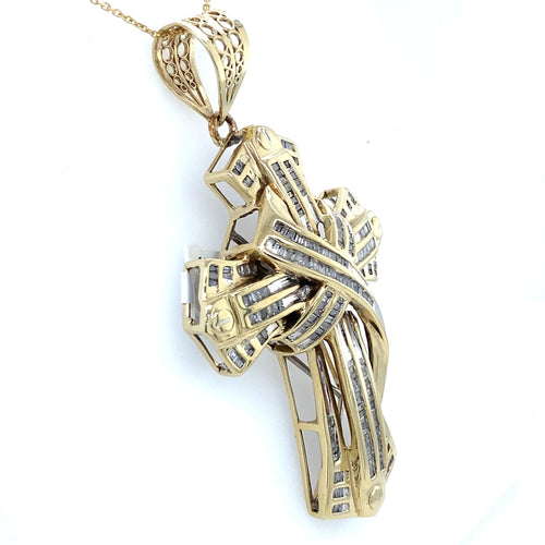 10k Yellow Gold 2.00 CT Diamond Men's Cross Pendant