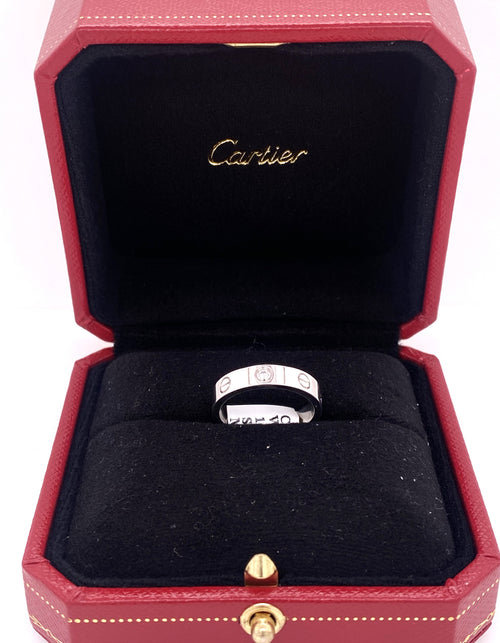 Authentic Cartier 18k White Gold 1 Diamond Love Wedding Band, B4050500