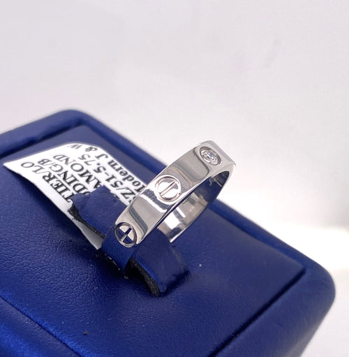 Authentic Cartier 18k White Gold 1 Diamond Love Wedding Band, B4050500