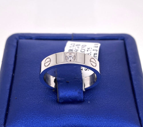 Authentic Cartier 18k White Gold 1 Diamond Love Wedding Band, B4050500