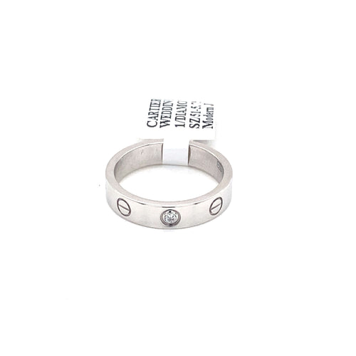 Authentic Cartier 18k White Gold 1 Diamond Love Wedding Band, B4050500