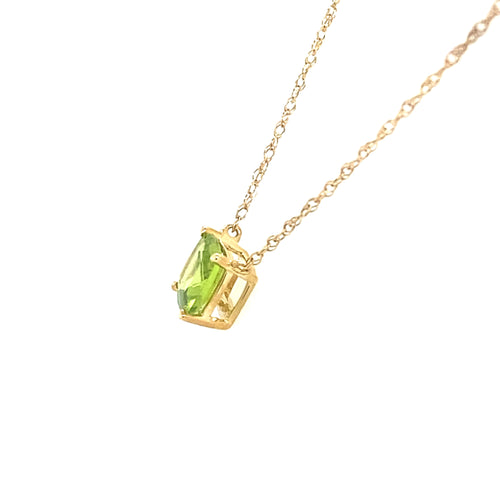 10k Yellow Gold Green Peridot Pendant Necklace