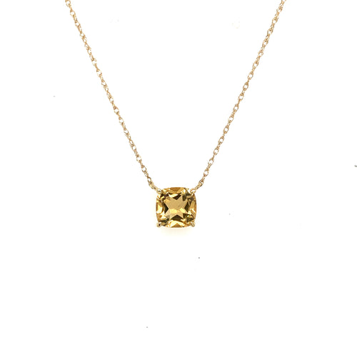 10k Yellow Gold Citrine Pendant Necklace