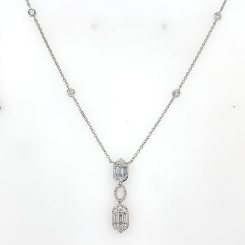 14k White Gold 0.75 CT Diamond Pendant Necklace