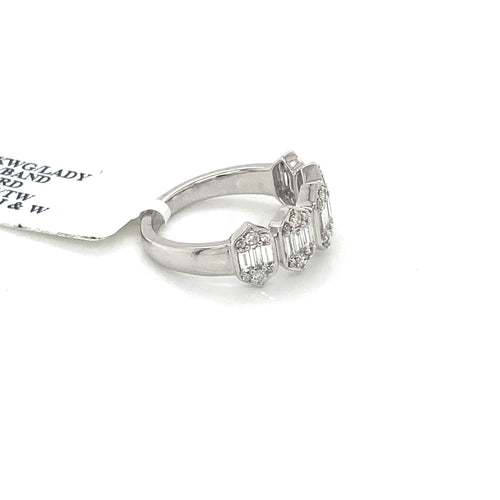 Ladies 14k White Gold 1.00 CT Baguette Diamond Band