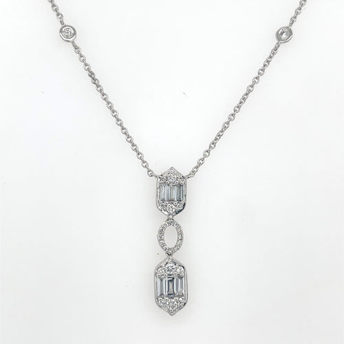 14k White Gold 0.75 CT Diamond Pendant Necklace