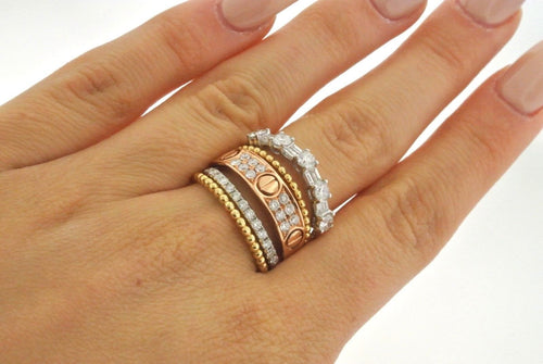 Fancy Designer Style 18k Tri-Color Gold 1.75 CT Diamond Ladies Ring