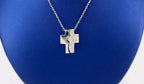 14k White Gold 0.50 CT Diamond Magnet Cross Pendant Necklace