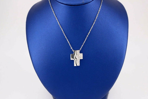 14k White Gold 0.50 CT Diamond Magnet Cross Pendant Necklace