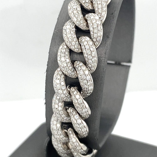 18K White Gold 20.00 CT Diamond Miami Cuban Link Bracelet