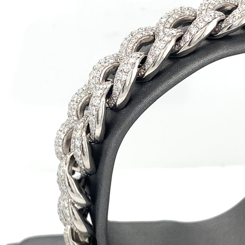 18K White Gold 20.00 CT Diamond Miami Cuban Link Bracelet