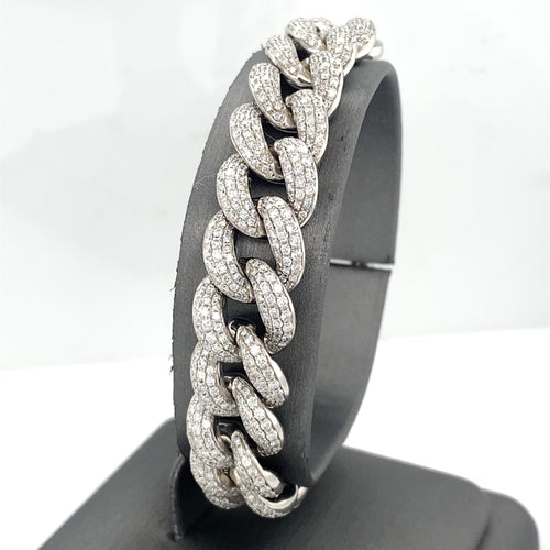 18K White Gold 20.00 CT Diamond Miami Cuban Link Bracelet