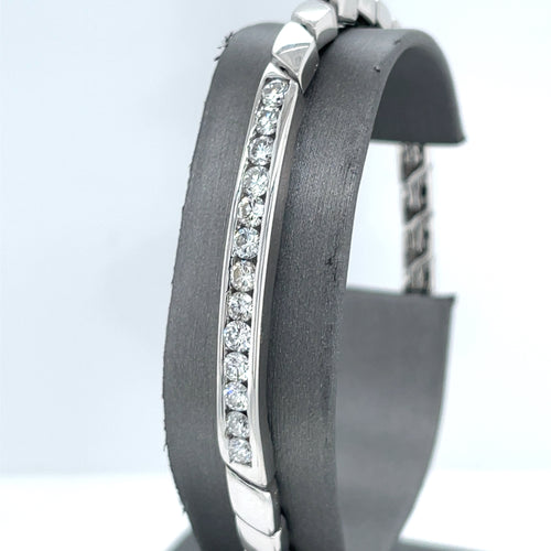 14k White Gold Men's Diamond Bracelet