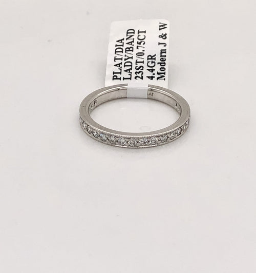 Platinum 0.75 CT Diamond Ladies Wedding Band, 4.4g, Size 7