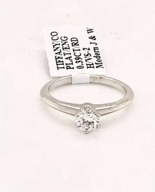 Tiffany & Co. Platinum 0.39 CT Diamond Engagement Ring H-Color, VS2-Clarity
