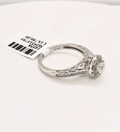 SAY I DO 14k White Gold 1.25 CT Diamond Halo Engagement Ring, 4.3g Size 7