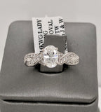 14k White Gold 1.50 CT Diamond Oval Engagement Ring, Size 6