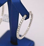 14K White Gold 5.25 CT Diamond Inside Out Hoop Earrings, 14.3gm