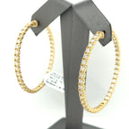 14K Yellow Gold 6.75CT Diamond Inside Out Hoop Earrings, 17.4gm