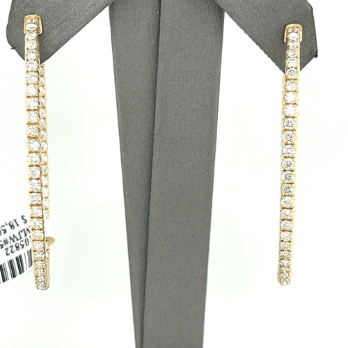 14k Yellow Gold 4.00 CT Diamond Inside Out Oval Hoop Earrings, 12.8gm