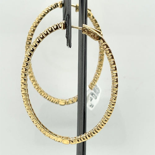 14k Yellow Gold 4.00 CT Diamond Inside Out Oval Hoop Earrings, 12.8gm