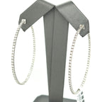 14k White Gold 3.00 CT Diamond Inside Out Hoop Earrings, 9.1gm