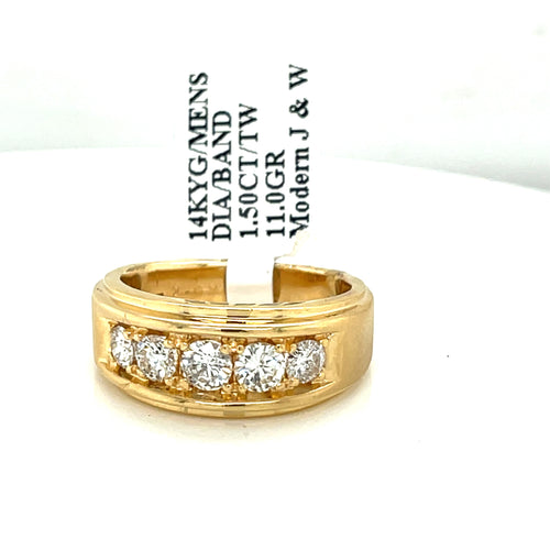 14k Yellow Gold 1.50 CT Diamond Men's Wedding Band, 11.0g, Size 8.5