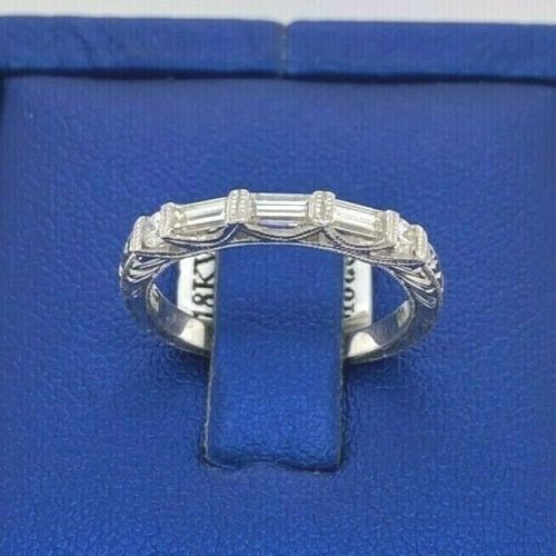 Fancy 18k White Gold 0.50 CT Baguette Diamond Ladies Band, 2.8gm,