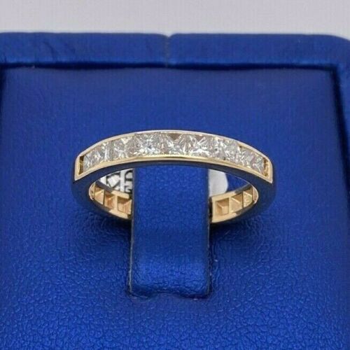 14k Yellow Gold 1.00 CT Princess Cut Diamond Ladies Wedding Band, 3.6gm