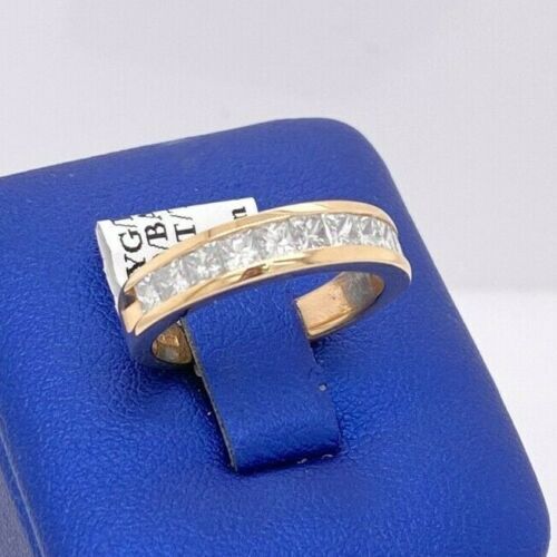 14k Yellow Gold 1.00 CT Princess Cut Diamond Ladies Wedding Band, 4 g