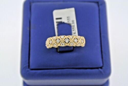 Fancy 14k Yellow Gold 0.75 CT Diamond Ladies Wedding Band, 3gm