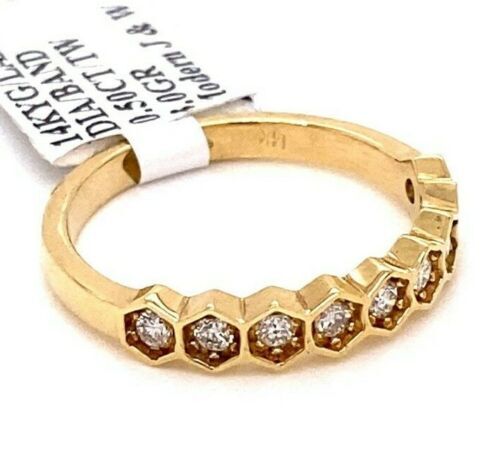 Fancy 14k Yellow Gold 0.50 CT Diamond Wedding Band, 3 g, Size 7,