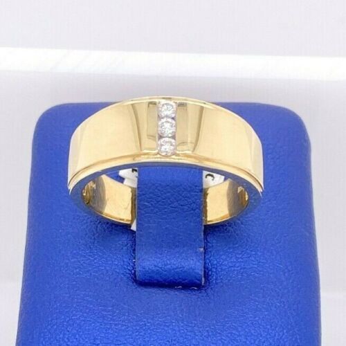 14k Yellow Gold Men's 0.15 CT Diamond Band, 8.7 g, Size 10.25