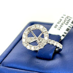 18K White Gold 1.15 CT Diamond Halo Engagement Ring Mounting, 3.5gm