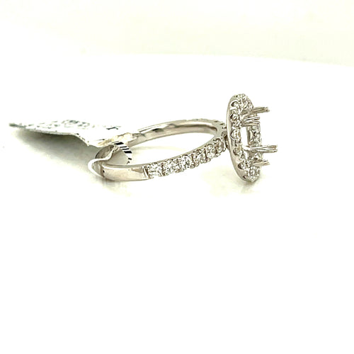 18K White Gold 1.15 CT Diamond Halo Engagement Ring Mounting, 3.5gm