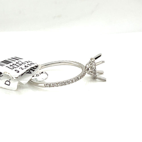 18k white Gold 0.50 CT Diamond Halo Engagement Ring Mounting, 1.6gm