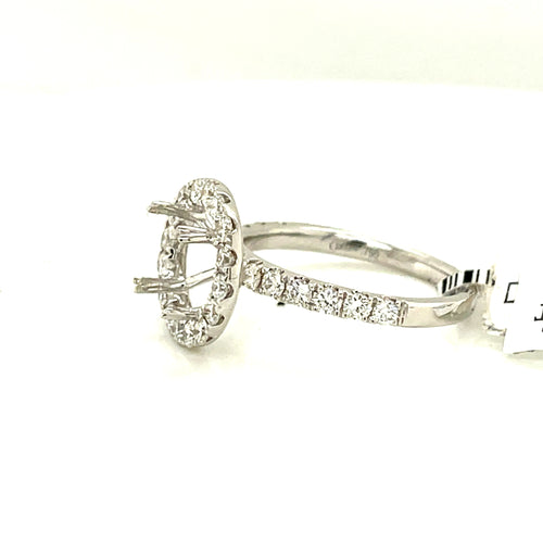18K White Gold 1.15 CT Diamond Halo Engagement Ring Mounting, 3.5gm