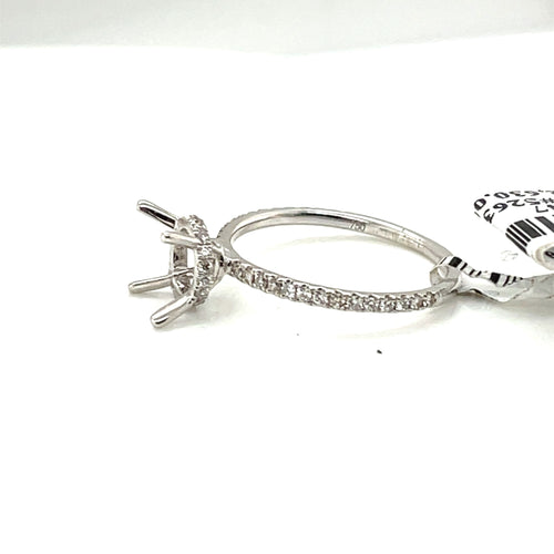 18k white Gold 0.50 CT Diamond Halo Engagement Ring Mounting, 1.6gm