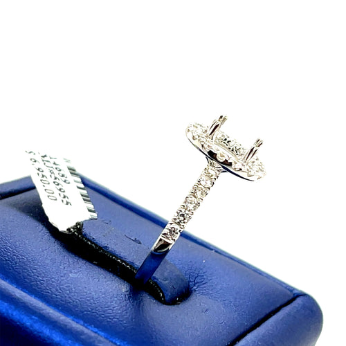 18K White Gold 1.15 CT Diamond Halo Engagement Ring Mounting, 3.5gm