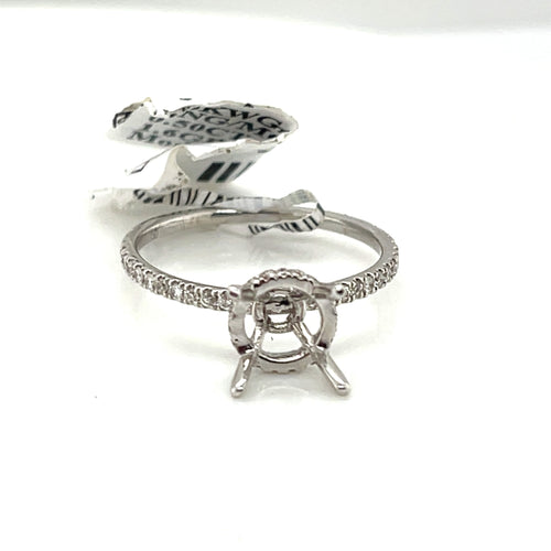18k white Gold 0.50 CT Diamond Halo Engagement Ring Mounting, 1.6gm
