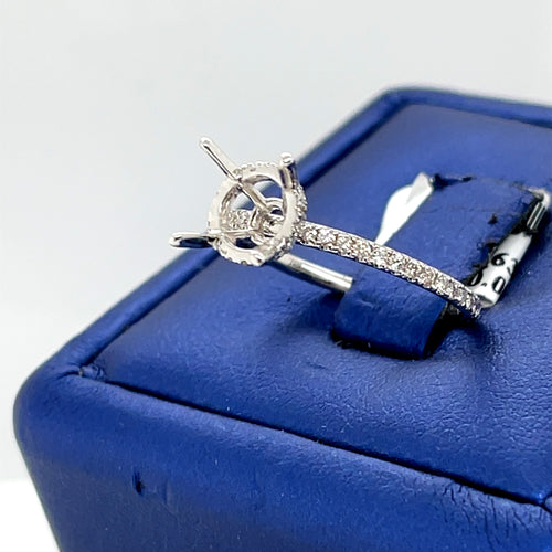 18k white Gold 0.50 CT Diamond Halo Engagement Ring Mounting, 1.6gm