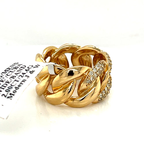 14k Yellow Gold 2.00 CT Wide Miami Cuban Ring, 24.6g, Size 10.75, S107243