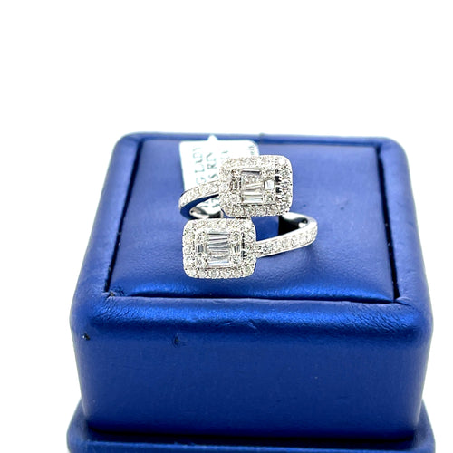 14k White Gold 1.50 CT Ladies Diamond Bypass Ring, 4.2gm, Size 7